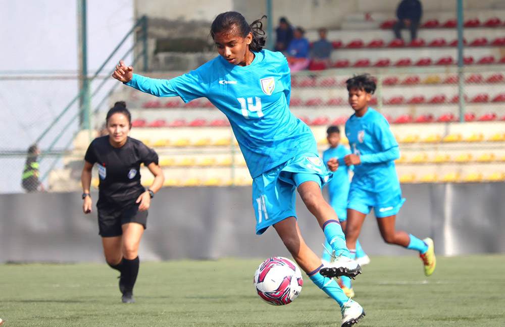 साफ यू–१६ महिला फुटबल: भुटानमाथि भारतको ७-० को फराकिलो जित